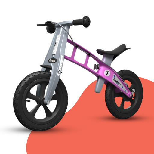 front view of FirstBIKE Lightweight Cross Balance Bike With Brake - Pink