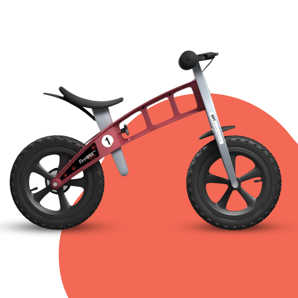 side view of FirstBIKE Lightweight Cross Balance Bike With Brake - Red