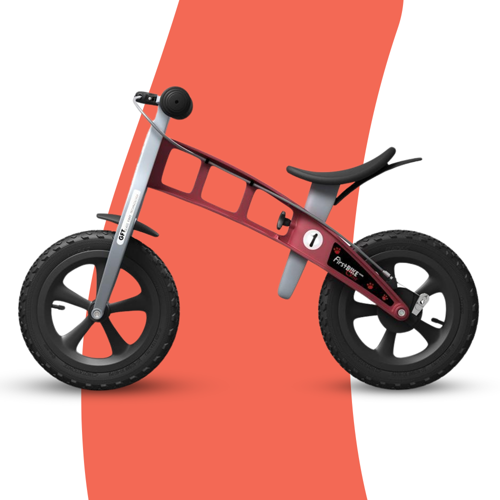 side view of FirstBIKE Lightweight Cross Balance Bike With Brake - Red