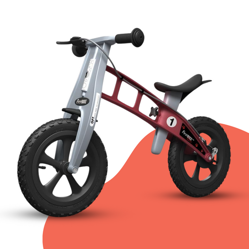 front view of FirstBIKE Lightweight Cross Balance Bike With Brake - Red
