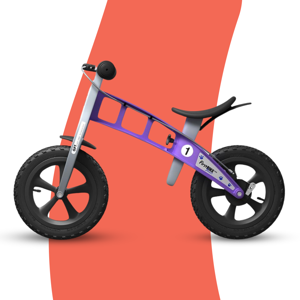 side view of FirstBIKE Lightweight Cross Balance Bike With Brake - Violet