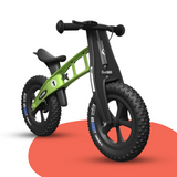 front view  of FirstBIKE Lightweight Fat Cross Balance Bike With Brake - Green