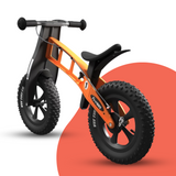 rear view of FirstBIKE Lightweight Fat Cross Balance Bike With Brake - Orange