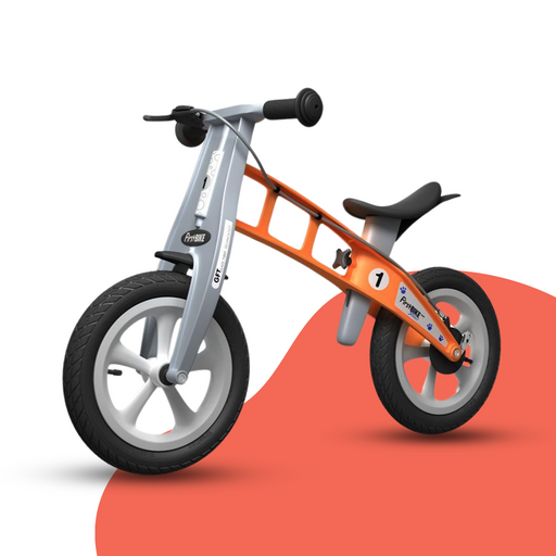 front view of FirstBIKE Lightweight Street Balance Bike with Brake - Orange