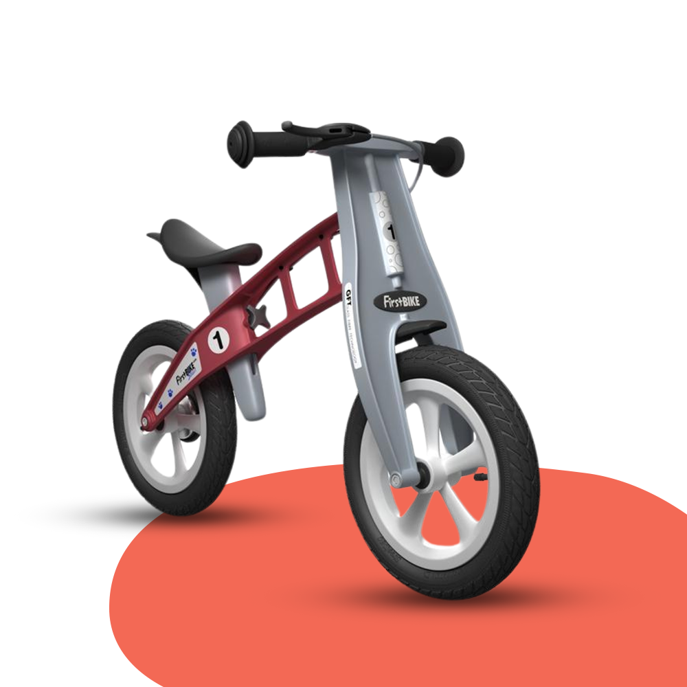 front view of FirstBIKE Lightweight Street Balance Bike with Brake - Red