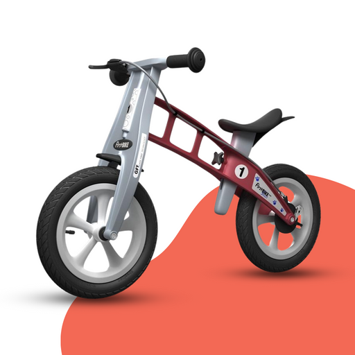 front view of FirstBIKE Lightweight Street Balance Bike with Brake - Red