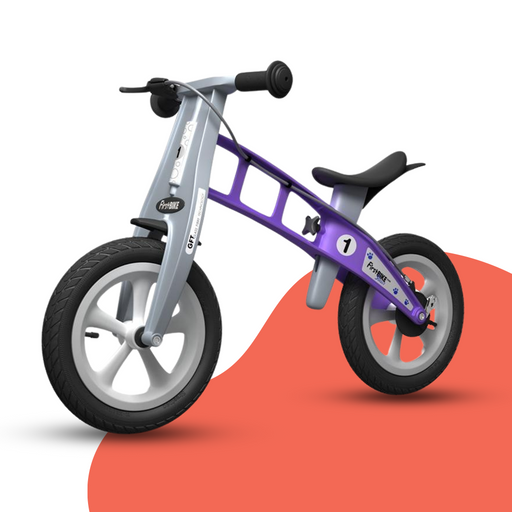 front view of FirstBIKE Lightweight Street Balance Bike with Brake - Violet