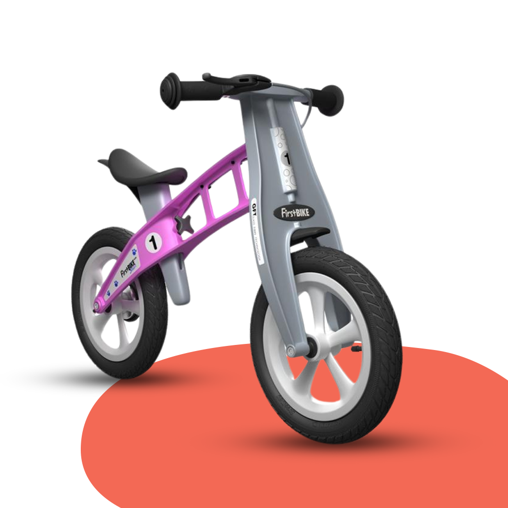 front view of FirstBIKE Lightweight treet Balance Bike with Brake - Pink