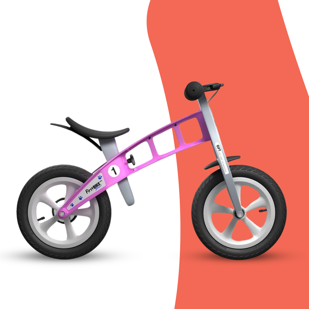 side view of FirstBIKE Lightweight treet Balance Bike with Brake - Pink