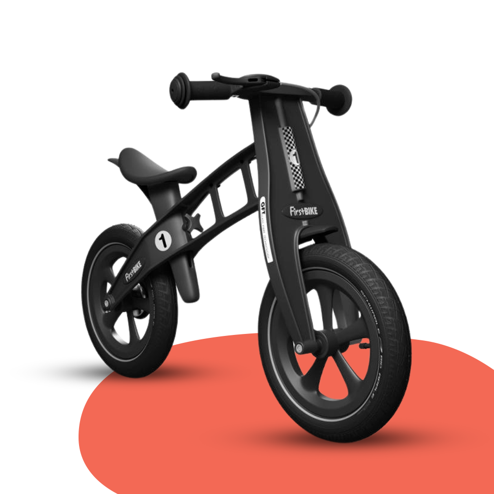 front view of FirstBIKE Limited Edition Balance Bike with Brake - Black