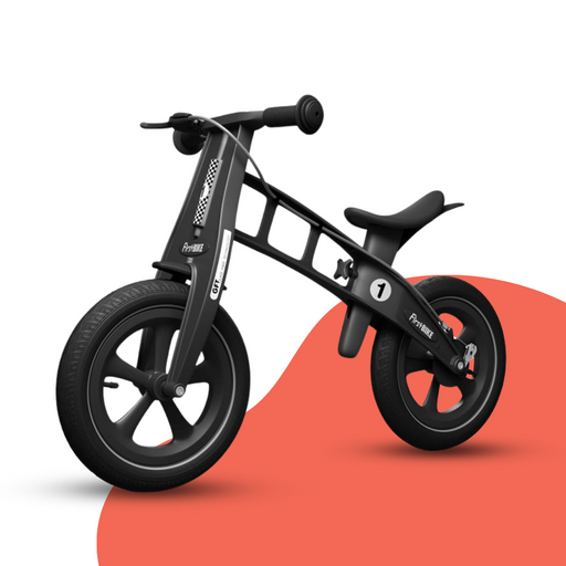 front view of FirstBIKE Limited Edition Balance Bike with Brake - Black