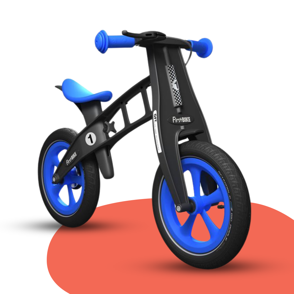 front view of FirstBIKE Limited Edition Balance Bike with Brake - Blue