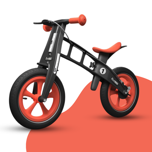 fornt view of FirstBIKE Limited Edition Balance Bike with Brake - Orange