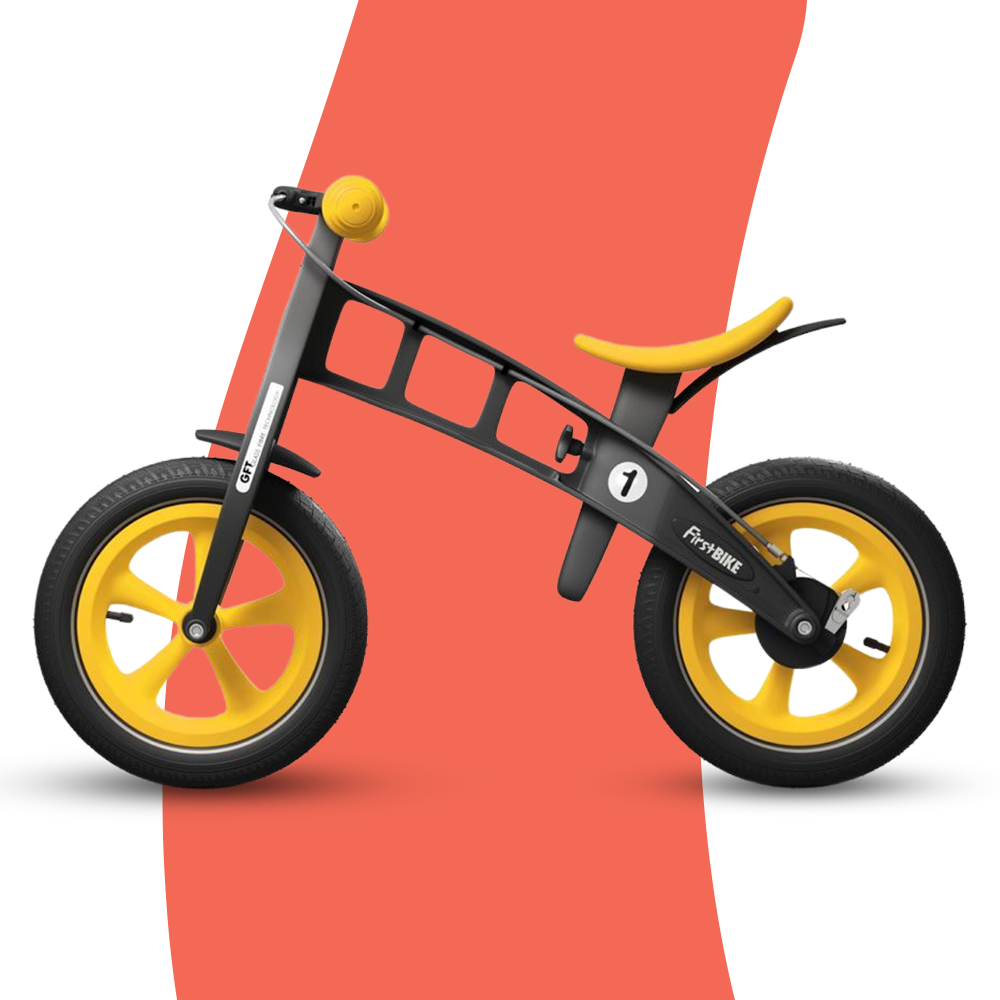 side view of FirstBIKE Limited Edition Balance Bike with Brake - Yellow