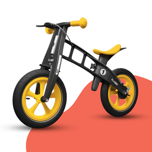 font view of FirstBIKE Limited Edition Balance Bike with Brake - Yellow