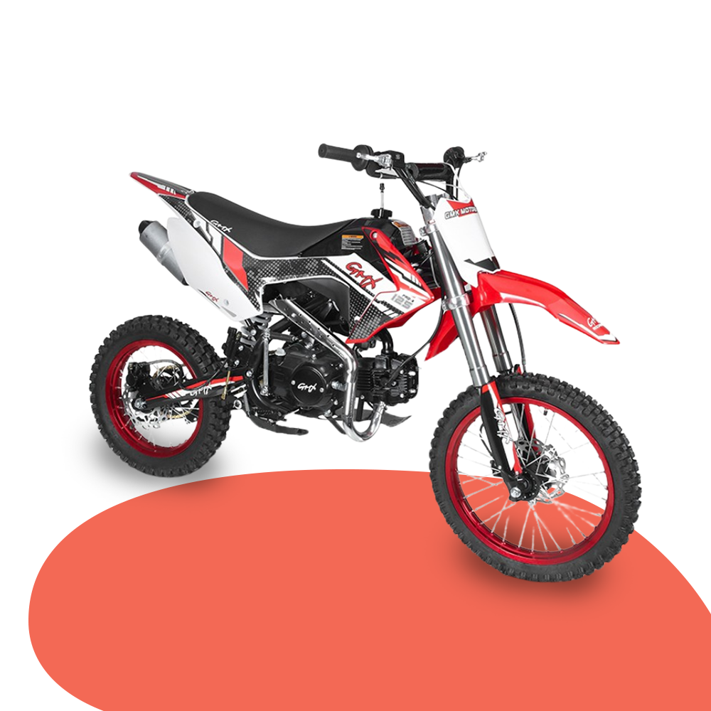 front view of GMX 125cc 4-Stroke Pro X Kids Dirt Bike - Red