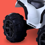 White scooter with black tires on a red background