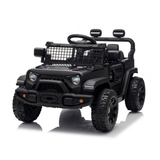 Black toy SUV with a basket on a white background