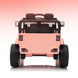 Pink toy car with black wheels on a white background