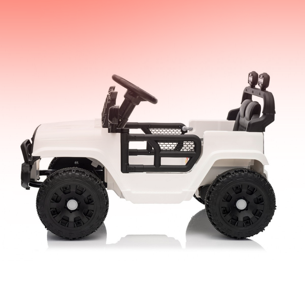 Toy jeep model on a gradient background