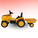Toy tractor with a trailer on a gradient background