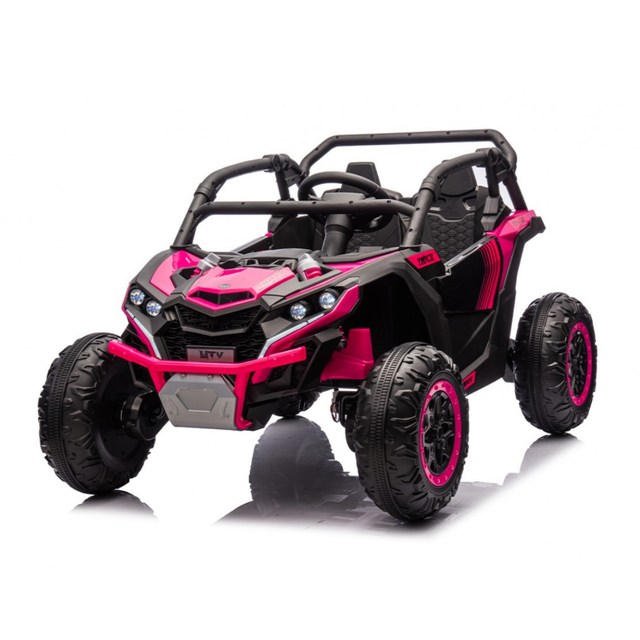 Pink and black off-road vehicle on a white background