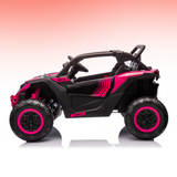 Toy off-road vehicle with pink accents on a gradient background