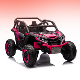 Pink and black toy off-road vehicle on a gradient background