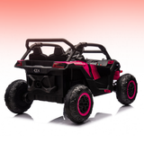Black and pink toy off-road vehicle on a gradient background