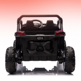 Black off-road toy vehicle with '4X4' branding on a gradient background