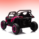 Black and pink toy off-road vehicle on a gradient background