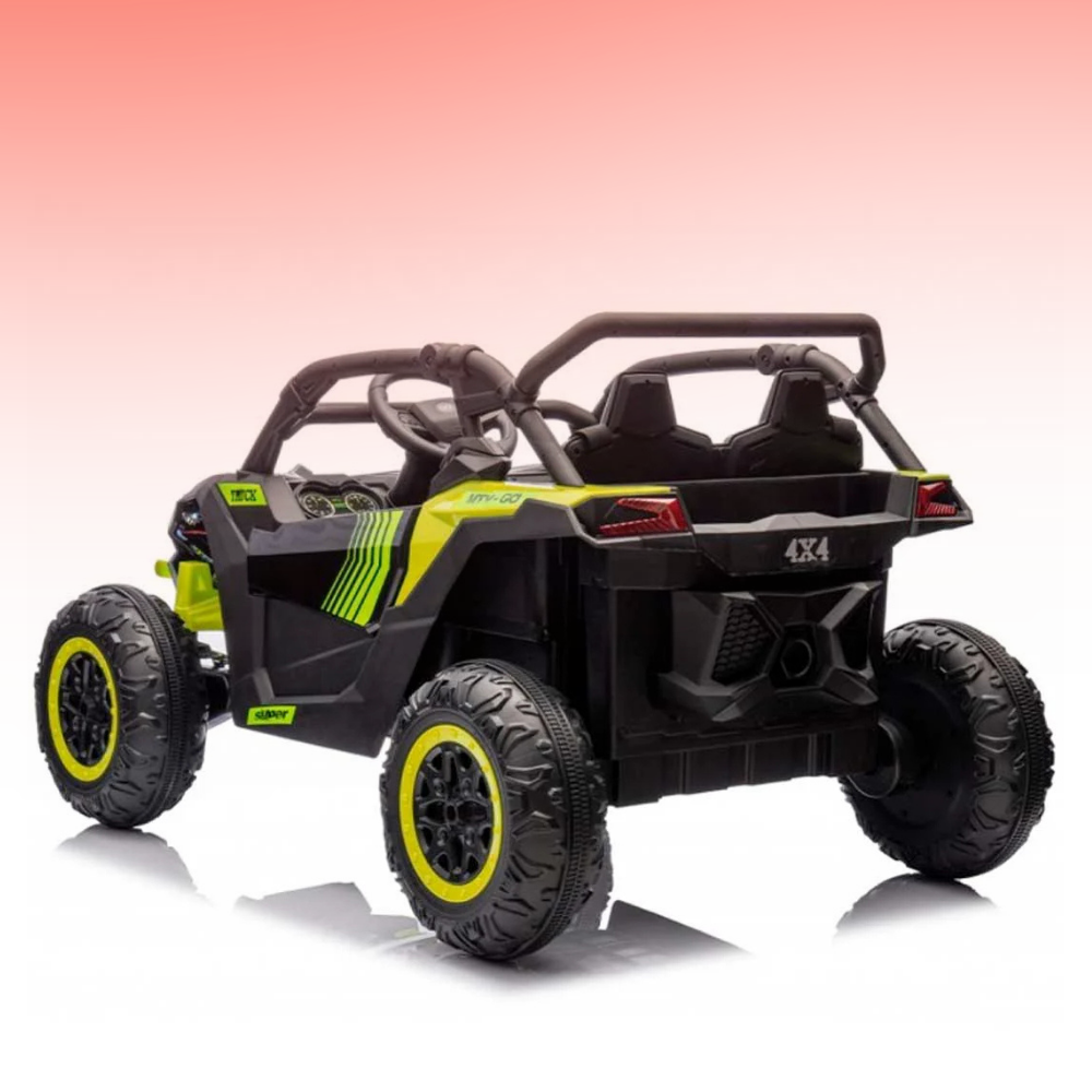 Go Skitz Switch 24V E-Buggy Kids Ride On on a gradient background