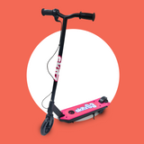 Bright Background Comparison: The scooter is presented on a bright red and white background, emphasizing its playful and vibrant design.