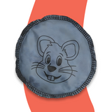 Close-up of a round mouse-themed beanbag for the Mouse and Cheese Toss game