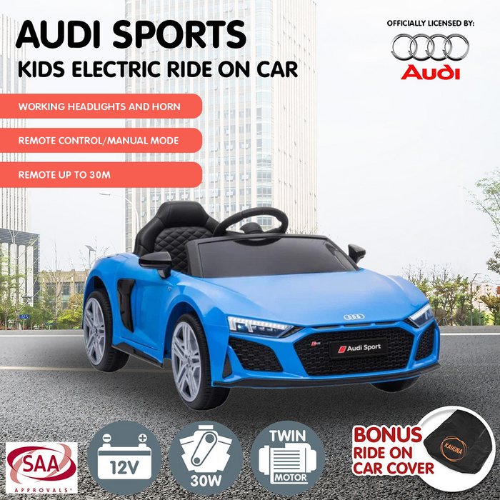 features of Kahuna 12v Licensed Audi Sport Kids Electric Ride On with Remote - Blue