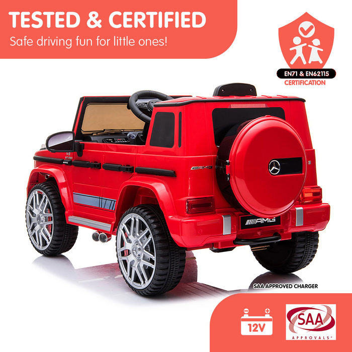 rear bumper of the Kahuna 12v Licensed Mercedes Benz AMG G63 Kids Electric Ride On with Remote - Red