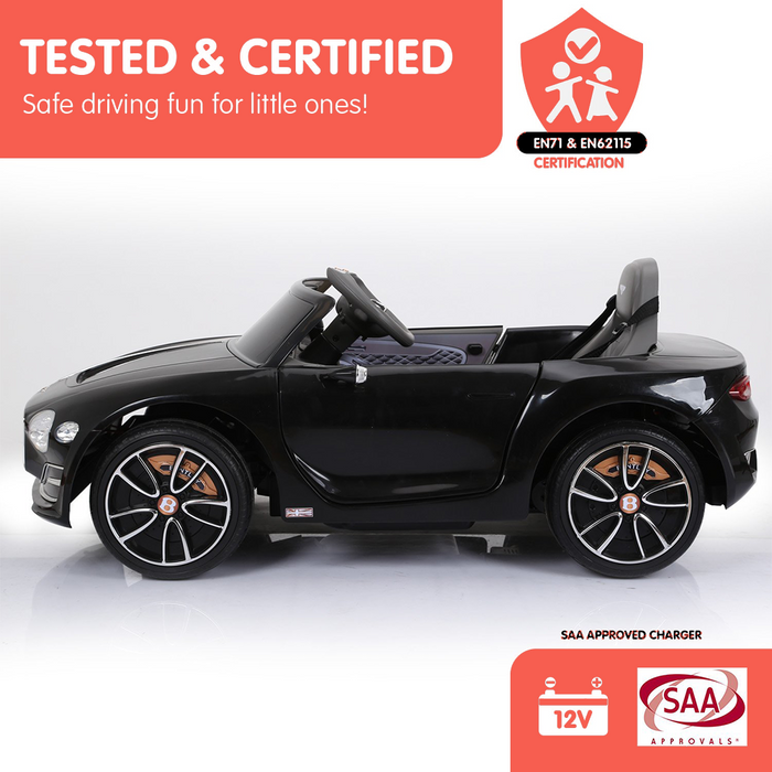 12 volts power of Kahuna Bentley Exp 12 Licensed Speed 6E Electric Kids Ride On Car Black