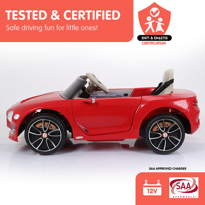 side view of Kahuna Bentley Exp 12 Speed 6E Licensed Kids Ride On Electric Car Remote Control - Red