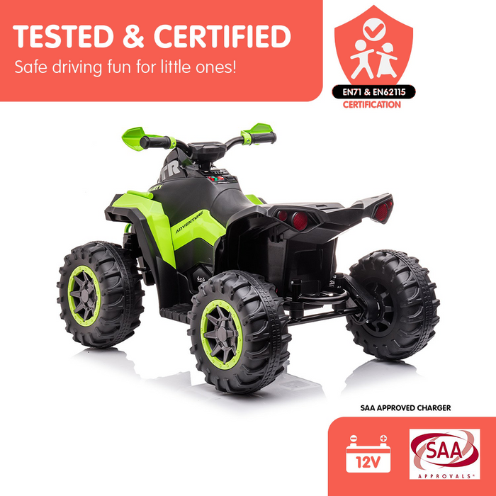 12 v power of Kahuna GTS99 Kids Electric Ride On Quad Bike Toy ATV 50W - Green
