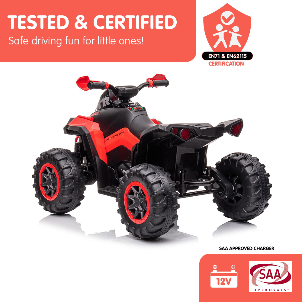 12 volts power of Kahuna GTS99 Kids Electric Ride On Quad Bike Toy ATV 50W - Red