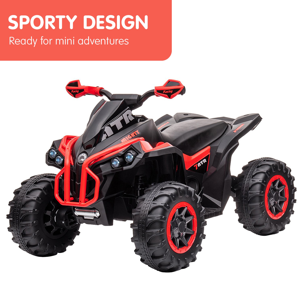 sporty design of Kahuna GTS99 Kids Electric Ride On Quad Bike Toy ATV 50W - Red