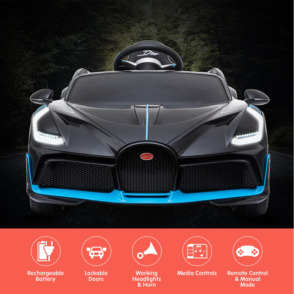 features of Kahuna Licensed Bugatti Divo Kids Electric Ride On Car - Black