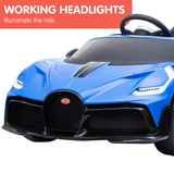 headlights of Kahuna Licensed Bugatti Divo Kids Electric Ride On Car - Blue