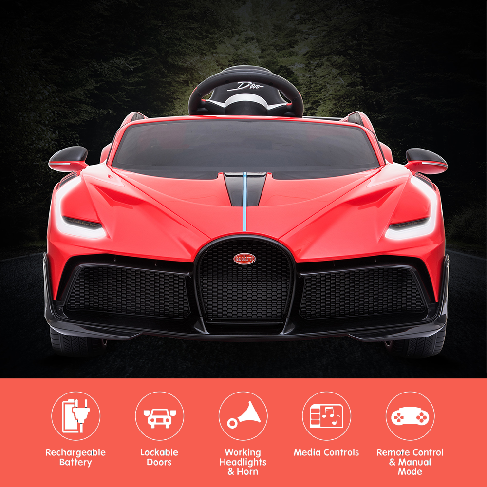 features of Kahuna Licensed Bugatti Divo Kids Electric Ride On Car - Red