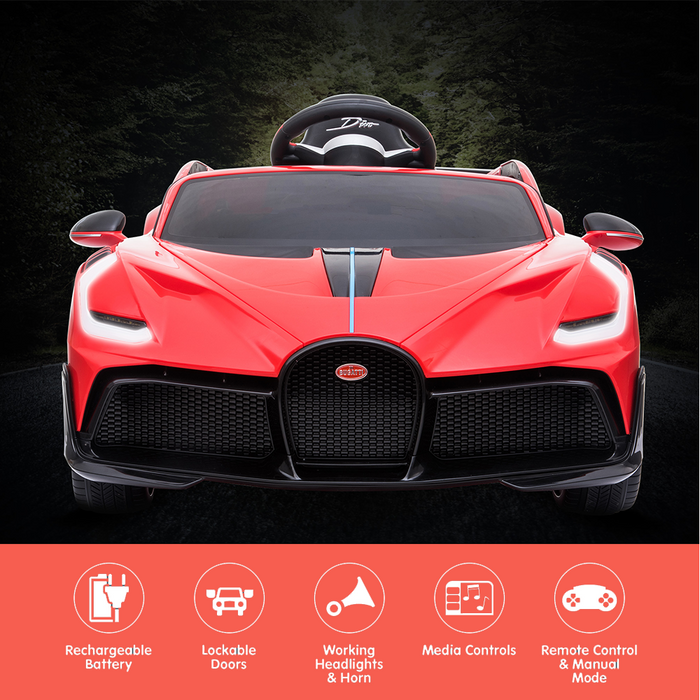 features of Kahuna Licensed Bugatti Divo Kids Electric Ride On Car - Red