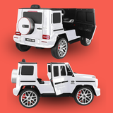 2 different views of Kahuna Mercedes Benz AMG G63 12v Kids Electric Ride On Car w/ Remote Control on orange background