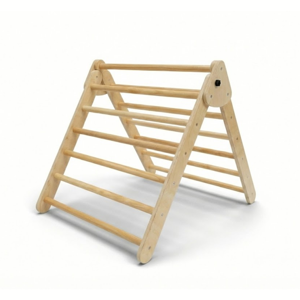 Wooden climbing toy on a white background
