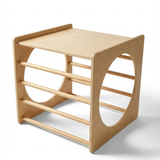 Wooden pet climbing structure on a white background