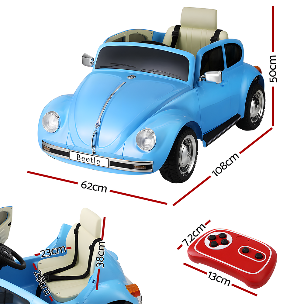 dimensions of Licensed 6v Volkswagen Beetle Electric Kids Ride On Car with Remote - Blue