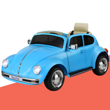 side view of Licensed 6v Volkswagen Beetle Electric Kids Ride On Car with Remote - Blue